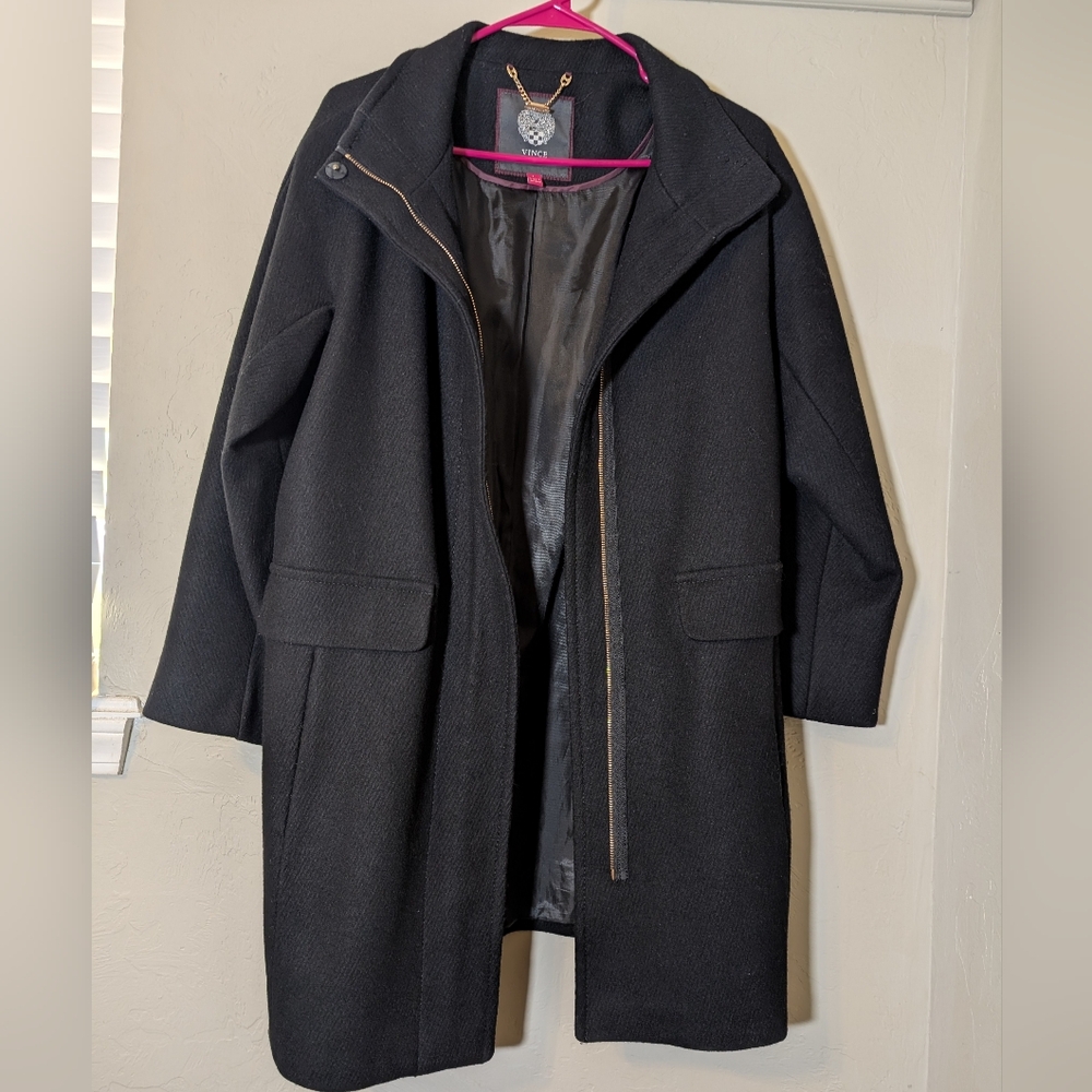 Vince Camuto Heavy Winter 3/4 Lenth Black Wool Blend Coat Size Large